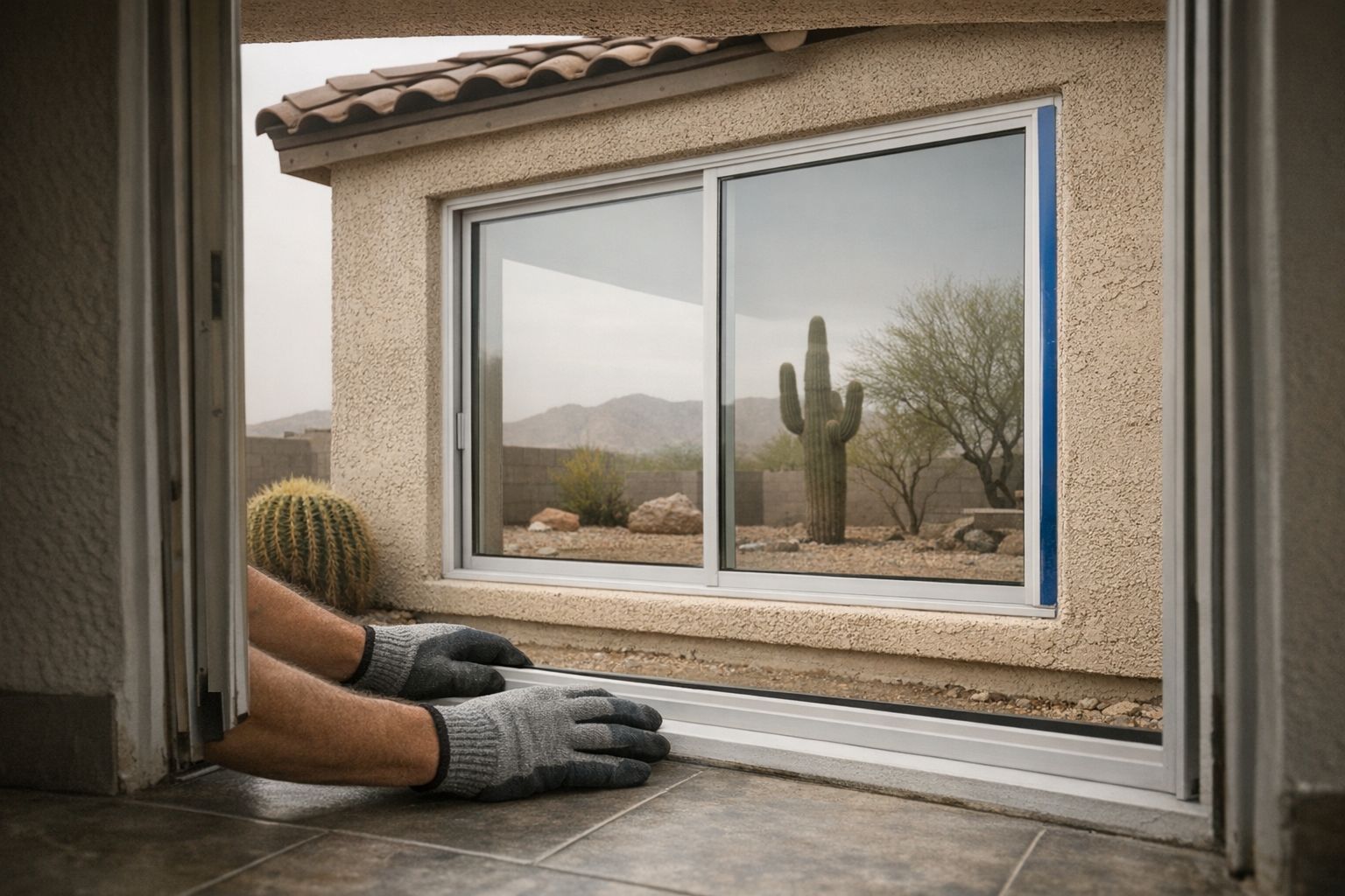 New window unit installed on a stucco facade in Surprise, AZ